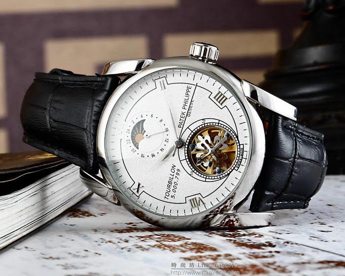 百達翡麗PATEK PHILPPE 全自動機械機芯 316精鋼表殼 進口小牛皮錶帶 男士腕表  wssb3676